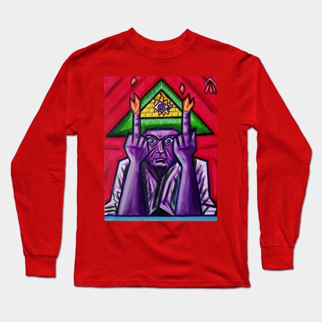 2 Fingers Up Long Sleeve T-Shirt by PopCubism